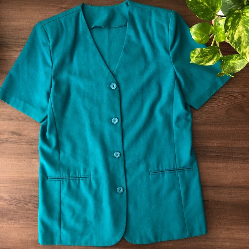 3/$30 Vintage Teal Short Sleeve Blazer